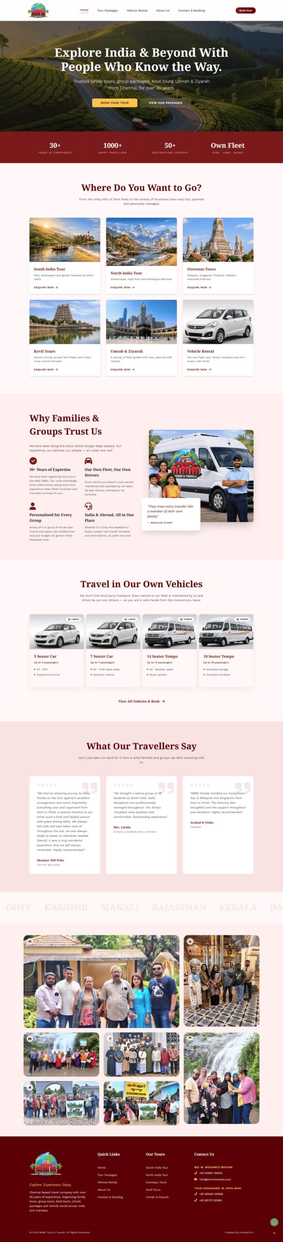MMM Travels full website screenshot