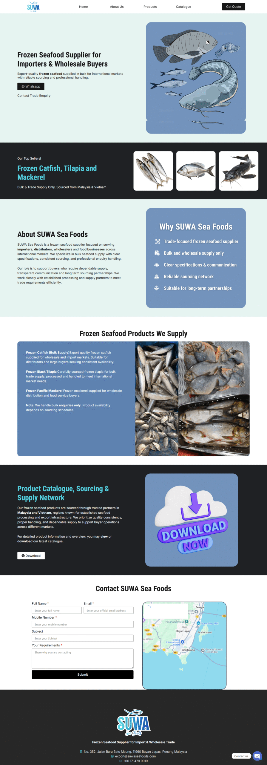 SUWA Sea Foods full website screenshot