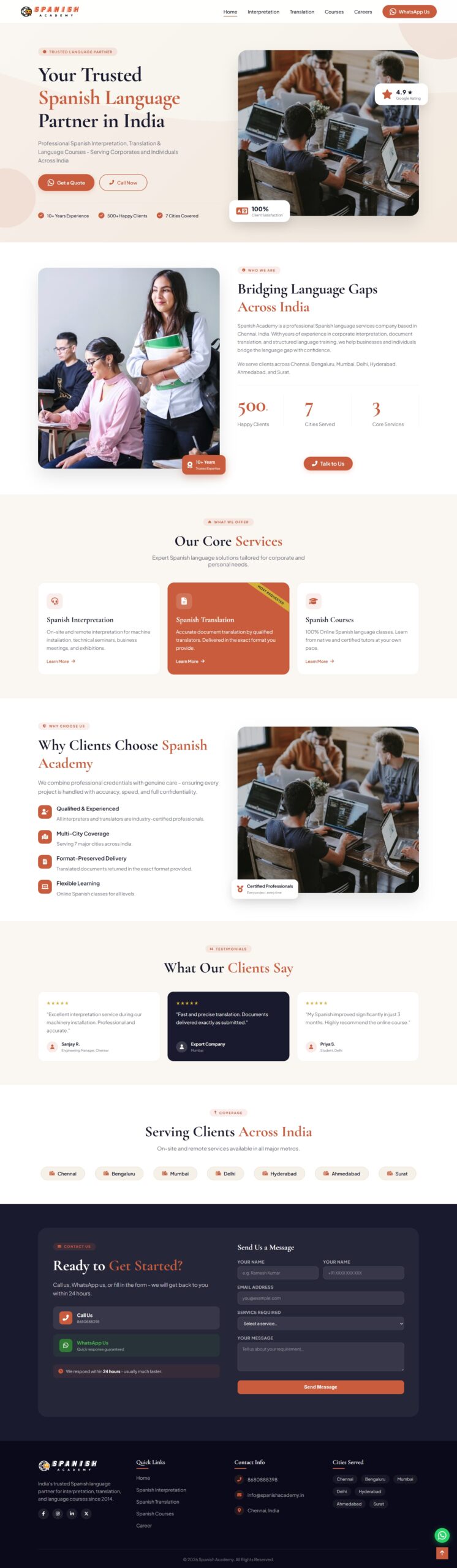 Spanish academy full website screenshot